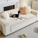 Couch Cover for Dogs Fuzzy Sofa Covers for Pet, Geometric Jacquard Coral Pet-Friendly Washable Non-Slip Sofas Slipcover Cushion Protector Pets Mat Dog Bed Mats (27.6" x 59.06", Cream)