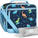 Choco Mocha Lunch Box Kids Lunch Box for Boys Lunch Boxes for School Lunch Bag Ice Packs with Shoulder Strap for Toddler Preschool Kindergarten Dinosaurs Blue