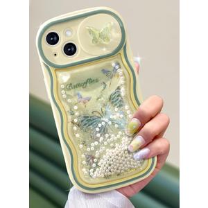 Toycamp for iPhone 13 Case 6.1 Inch - Women Girls Cute Cover Glitter Butterfly with Sliding Camera Cover Unique Kawaii Girly Teens Fashion Design Flowing Liquid Quicksand Phone Case for iPhone 13
