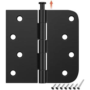 HOSOM 10 Pack Black Exterior Door Hinges 4 Inch, 5/8" Radius, Removable Pin, Perfect for Heavy-Duty Front & Back Door, Antirust & No Squeaks