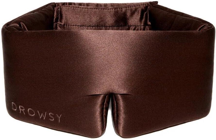 DROWSY Silk Sleep Mask - Face-Hugging, Padded Cocoon for Luxury Sleep in Total Darkness - 100% Pure Mulberry Silk (Cocoa Glow)