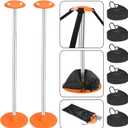 Tuszom 2 Pack Adjustable 1-1/8" D Load-Bearing Steel Boat Cover Support Pole System with Anti-UV Straps, Storage Bag and 9" D Stable ABS Base for Pontoon/Jon Boat Cover/Bimini Tops