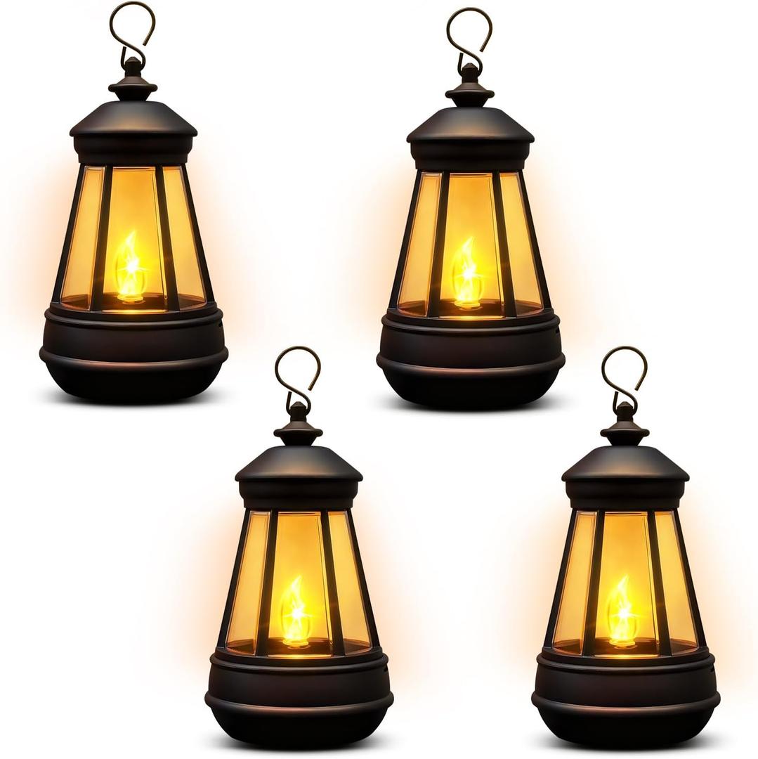 4 Pack Mini Solar Lantern Lights Replacement Parts for Outdoor Statue,Waterproof Solar Hanging Lights Decorative Garden Decor, Warm White