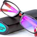 PROSPEK Blue Light Reading Glasses for Men and Women, Computer Reading Glasses 2.00 with Blue Light Protection and Clear Lens, Anti Eyestrain Glasses (Red and Black)