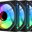 Jungle Leopard Prism4 Pro X3 120mm ARGB Case Fans,Infinity Mirror RGB Light Effect 5V 3PIN Motherboard Light Sync 800~1800RPM PWM PC Fan Suitable for Computer Case(Triple Pack Black)