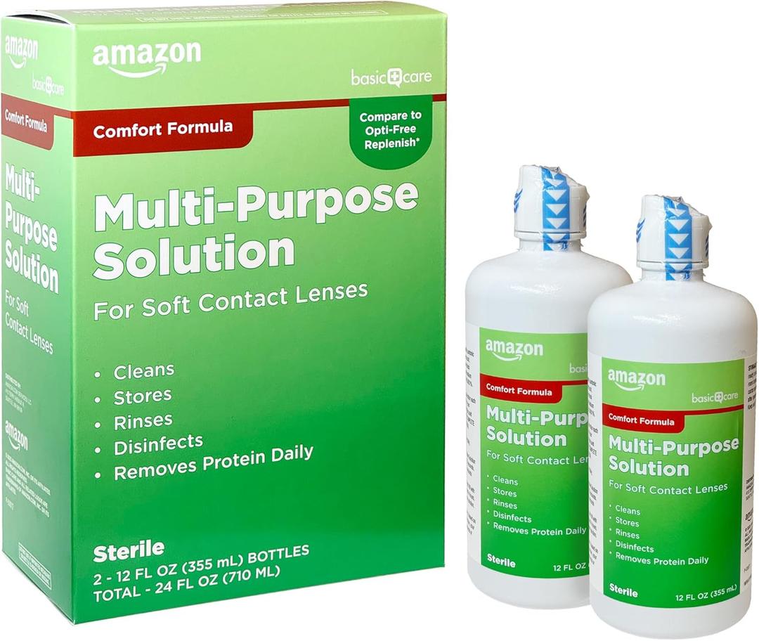 Amazon Basic Care Multi-Purpose Contacts Solution - Comfort Formula, 12 fl oz (Pack of 2)