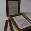eletecpro 5x7 Picture Frames Set of 4, Vintage Gold Photo Frames with Glass, Displays 4x6 Photo with Mat or 5x7 without Mat for Tabletop or Wall Decor, Gold