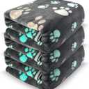 Dog Blankets for Large Dogs, 3 Pcs Dog Blanket Washable, Soft Fluffy Flannel Pet Blanket Mat Cover for Bed Couch, Cute Print Puppy Blanket, Grey-3 Pcs, XL (60 in x 50 in)