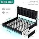 YITAHOME King Size Bed Frame, 4 Drawers and RGB LED Light,Charging Station | Velvet Upholstered Platform Bed with Storage Headboard, No Box Spring Needed, Easy Assembly, Noise-Free, Black
