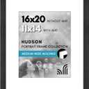 Americanflat 16x20 Picture Frame with Polished Plexiglass - Use as 11x14 Frame with Mat or Display 16x20 Photo Without Mat - Hudson Collection - Wide Picture Frames for Wall Display - Black