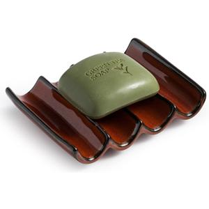 Bathroom Soap Dish for Shower, Bar Soap Holder with Self Drain, Ceramic Soap Saver Tray for Bathroom Sink, Kitchen Counter, Drain Fluted Design to Lift Soap Keep Dry, Red