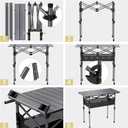 Anbte 3ft Aluminum Roll Top Camping Table, 2 Adjustable Height Camping Table Folding with Storage Net & Bag Lightweight Roll Up Table for Tailgate Outdoor Backyard BBQ Patio Picnic, 32.2 X 16, Black
