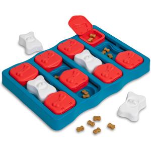 Outward Hound by Nina Ottosson Dog Brick Treat Puzzle Enrichment Toy, Level 2 Intermediate Game, Blue (Dog Brick (Red, White, Blue))