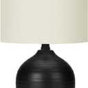 Monarch Specialties I 9739 LightingTable Lamp, Black Ceramic, Ivory/Cream Shade, Transitional