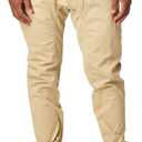 WT02 Men's Twill Jogger Pants (Medium, Light Khaki)