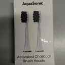 AquaSonic Genuine 2-Pack Activated Charcoal Brush Heads - Ultra Whitening Brush Heads - 2X Whitening & Stain Remover - for Black Series, Black Series Pro, Vibe Series, Duo Pro Series (White)