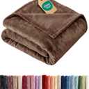 Ultra Soft Fleece Blanket Throw Size - Flannel Fleece Luxury Throw Blanket - Lightweight for Couch Bed Chair - Thick, Warm and Breathable - All Season Cozy Fuzzy, Anti-Static Microplush Bedding, Brown