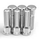 6 Pack 1/2"-20 Wheel Studs, 2.06" Overall Length, 0.57" Spline, 0.75" Head, 10.9 Grade Steel Tire Stud, 1/2 x 20 Serrated High Strength Precision Thread Wheel Lug Bolts Replacement Kit (Chrome Silver)
