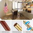 Landical 2 Pcs Indoor or Parade Flagpole Solid Wooden Flag Pole Brass Screw Joint Indoor Flag Pole, Brown and Gold (8 ft)
