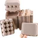 Vintage Egg Cartons 30 Pack, Blank Natural Paper Pulp Square Dozen Egg Cartons Eggs, Classical 3x4 Style Holds Up to One Twelve 12 Count Chicken Eggs, Sturdy Design Made from Recycled Cardboard