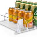 Soda Can Dispenser for Refrigerator  3 Row Automatic Pusher Glide, Fridge Bottle Rack Drink Organizer, SelfPushing Width Adjustable Beverage Storage Holds Up to 12 Cans (12.2inch, White)