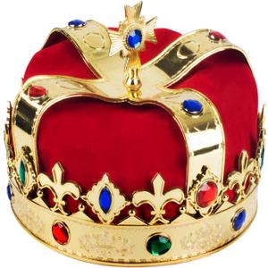 Funny Party Hats Royal king Crown - Regal King Crown - Costume Headwear with Colorful Jewels - One Size