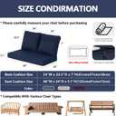 Goodgoods 48 x 24 Outdoor Loveseat Cushion Set, 1000+Hours Fade-Resistant & Water-Resistant Outdoor Furniture Chair Cushions with 30D High-Resilience Foam for Couch, Bench, and Swing, Midnight, 48 X 24 X 5.1 Inches