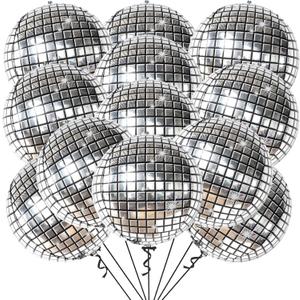 KatchOn, Silver Disco Ball Balloons - 22 Inch, Pack of 12 | Shiny Disco Ball for Disco Party Decorations | 4D Sphere Disco Balloons for Disco Bachelorette Party Decoration, Graduation Decorations 2026