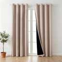 100% Blackout Curtains for Bedroom 84 Inch,2 Panels,Light Coffee | Faux Linen Cutains for Bedroom,Thermal Insulated Grommet Window Drapes,Blackout Curtains with Black Back,52 x 84 in,2 Panels