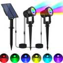 Solar Spotlights Outdoor Waterproof, RGB Landscape Spotlights, Christmas Decorative Solar Spot Lighting for Garden, Yard, Pathway, Lawn, Poolside, Party, 2-in-1 Mounted (RGB, 2 Pack) (RGB (Red, Green, Blue))