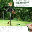 2-in-1 Squirrel Baffle for Bird Feeder Pole Shepherds Hooks with 40" Spikes Set, 19" Dia Raccoon Buster Cone, Bird House Guard for Outdoors Stand Mount & Hanging,Rust Chew Proof Heavy Duty ABS (Black)