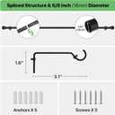 Curtain Rods for Windows 28 to 48 inch, 5/8 inch Black Curtain Rod Set with Brackets, Splicing Adjustable Metal Drapery Rod for Bedroom, Kitchen, Living Room, Matte Black