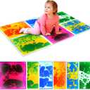 Sensory Floor Tiles for Kids Toddlers: 6 Pack Liquid Play Mats, 12"x12" Squares Autism Sensory Puzzle Pad, Lava Tiles Games Dance Step Pads, Preschool Classroom Montessori Gross Motor Daycare Toys