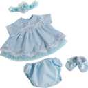 EKOKIZ Reborn Baby Dolls Clothes Girl Blue Baby Doll Clothes 17-20 Inches Doll Outfits and Accessories for Newborn Girl
