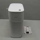 JUDRDO 3.5 Gallon Slim Automatic Trash Can for Bathroom,Touchless Diaper Trash Can with Trash Bag Auto-adsorption Technology,Motion Sensor Diaper Garbage Bins for Bedroom Office Kitchen Toilet (White-n21)