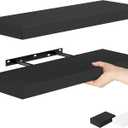 Bellsal 2-Pack Black Modern Floating Shelves, 24" Wall Mounted, Set of 2 Wooden Wall Shelf for Kitchen, Living Room, Bedroom, Bathroom Storage (2 pcs: 23.6*6.7)