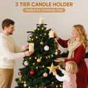 Christmas Tree Topper, 35.4'' Triple Topper Candle Holder, 3 Tier Black Candle Holder for Christmas Tree, Light up for Indoor Bedroom Kitchen Decorations