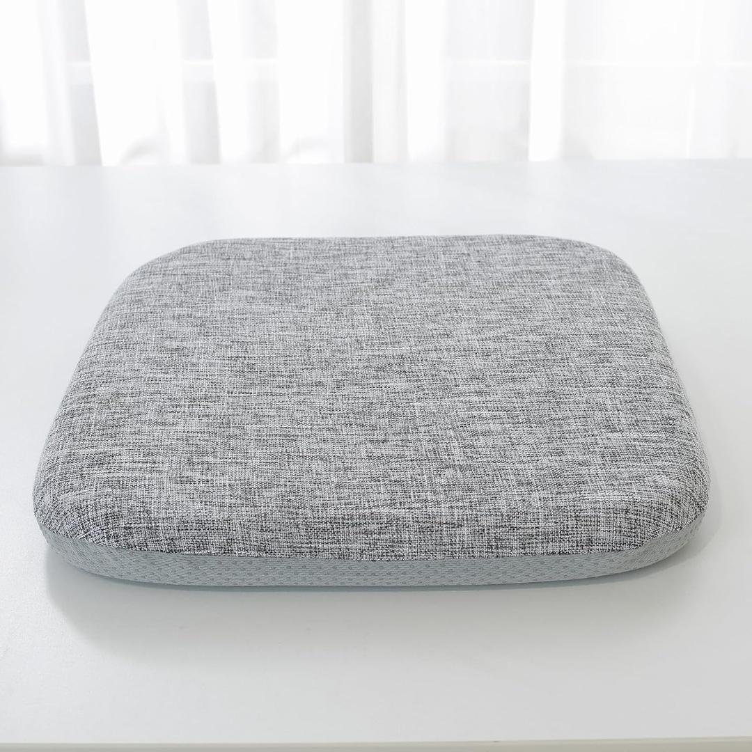 High Resilience Memory Foam Chair Cushion 15"x15"x2" Set of 2 Square Chair Pads and Washable Cover Non Slip Seat Cushions for Indoor Dining Room Kitchen and Office Chairs (Grey,15"x15")