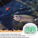 4 x FUSIGO Fishing Double Rattle Beads, 35pcs Catfish Rattles Bells Portable Plastic Fishing Beads Catfish Rig Rattles Attractor Tackle Accessories for Catfish Bass Pompano (Green Luminous- 35pcs)