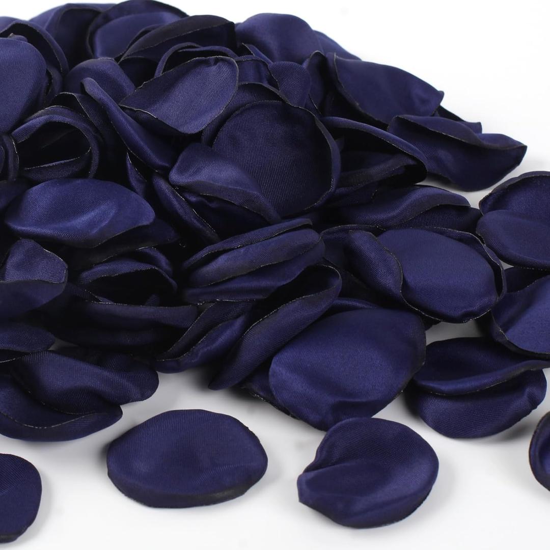 300pcs Navy Blue Silk Rose Petals - Faux for Wedding Decor, Flower Girl, Aisle Scatter, Table Centerpieces, Party, and Anniversary Celebrations