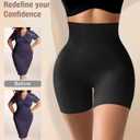 Tummy Control Shapewear Shorts for Women Under Dress Womens Compression Shorts Under Dress Shapewear (Black, L)