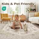 Washable 9x13 Area Rugs for Living Room: Soft Vintage Beige Rug