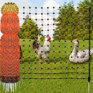 Electric Fence Netting, 48" x 164' Electric Chicken Fence with 16 Posts 2 Spikes, Portable Electric Poultry Netting for Chicken, Duck and Goat, Anti-Predator Electric Fencing in Farms, Ranches