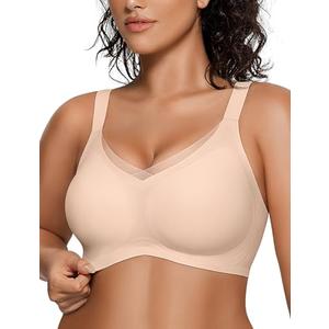 OEAK Womens Wireless Bras V Mesh Comfortable Bralette Supportive Tshirt Bra No Underwire Seamless Push Up Everyday Bras Nude XL OEAK Womens Wireless Bras V Mesh Comfortable Bralette Supportive Tshirt Bra No Underwire Seamless Push Up Everyday Bras Nude XL