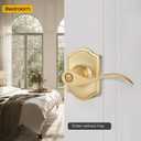 EHOMEWARE 1 Pack Gold Door Knob, Interior Door Handle, Bedroom Door Knobs with Lock, Keyless Privacy Door Knob, Bathroom Door Knob, Wave Style Lever Door Handle, Reversible for Left/Right Sided Doors