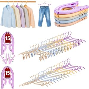 Travel Hangers, Cruise Ship Essentials Travel Essentials, Portable Cruises Must Haves 2026, Folding Hangers for Suitcase, RV Camping Airplane Europe Vacation Essential (30, Mixed)
