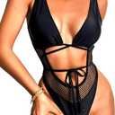 Sexy One Piece Swimsuits, High Cut Backless, Plunge Rave Outfits, M