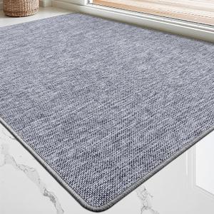 LUMI Ultra Thin Door Mat for Entryway, Low Profile Non Slip Rubber Backing Indoor Doormat, Easy Clean Welcome Entrance Mat for Inside House, Patio, Light Grey 20"x32"