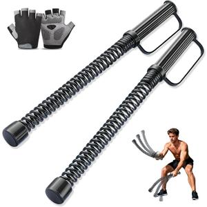 2PCS Ropeless Battle Ropes  Portable Workout Ropes for Home Gym with Non-Slip Gloves, Low-Impact HIIT and Strength Workouts, Home Workout Fitness Equipment for Full-Body Exercise,Men Women