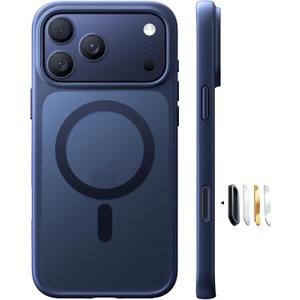 TORRAS Magnetic Shockproof for iPhone 17 Pro Case, Fit for MagSafe, Military-Grade Protection, Camera Control Button, Slim Translucent Anti-Fingerprint Phone Case for iPhone 17 Pro 6.3", Deep Blue